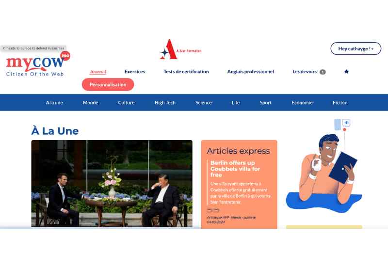 Preview of MyCow elearning platform